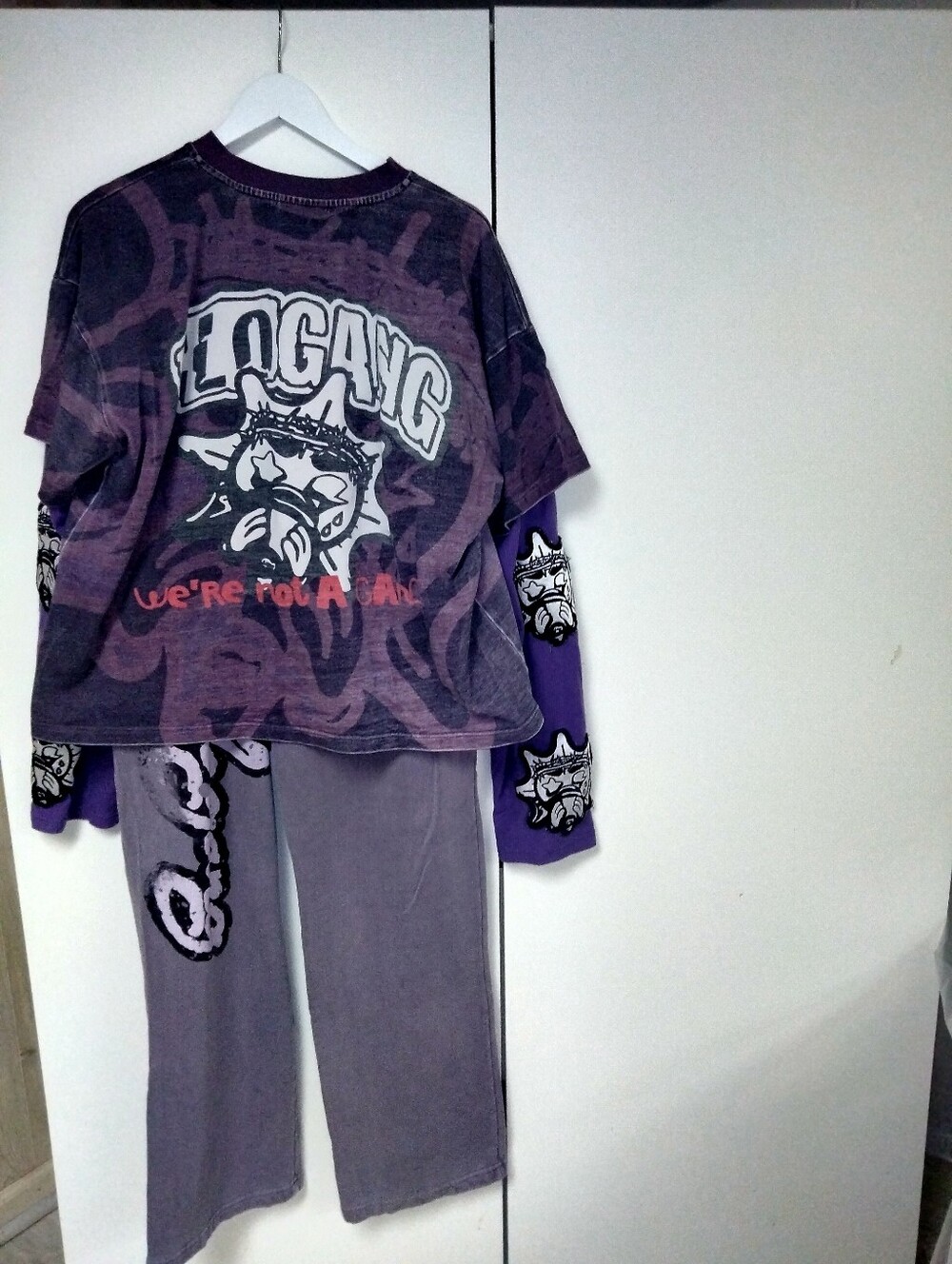 Men's Purple  Drawstring Pants with Side Script - Picture 8 of 9